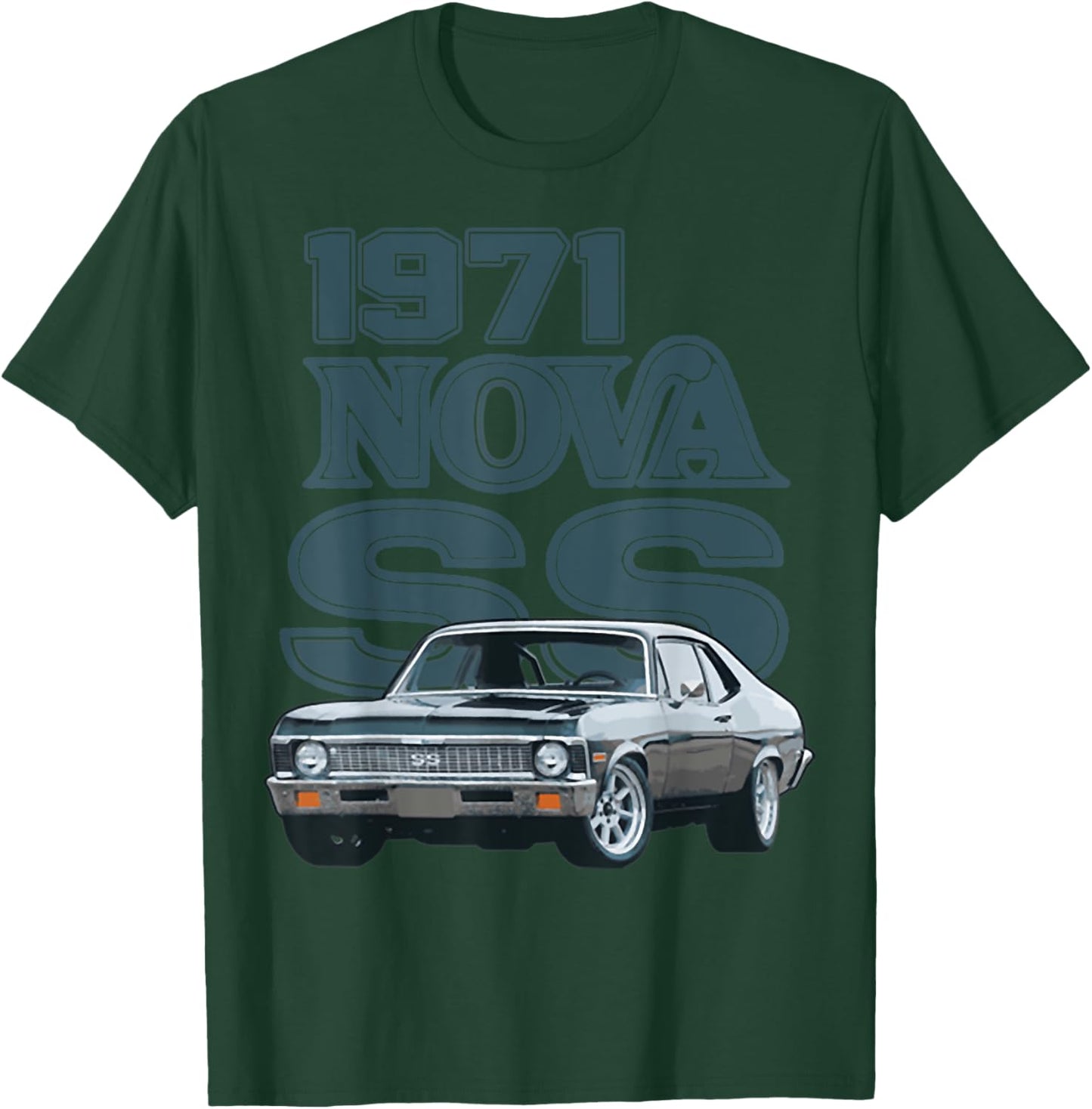 1971 71 Chevys Nova 2 Classic Car Old School Muscle Car T-Shirt - T-Shirt | Forest