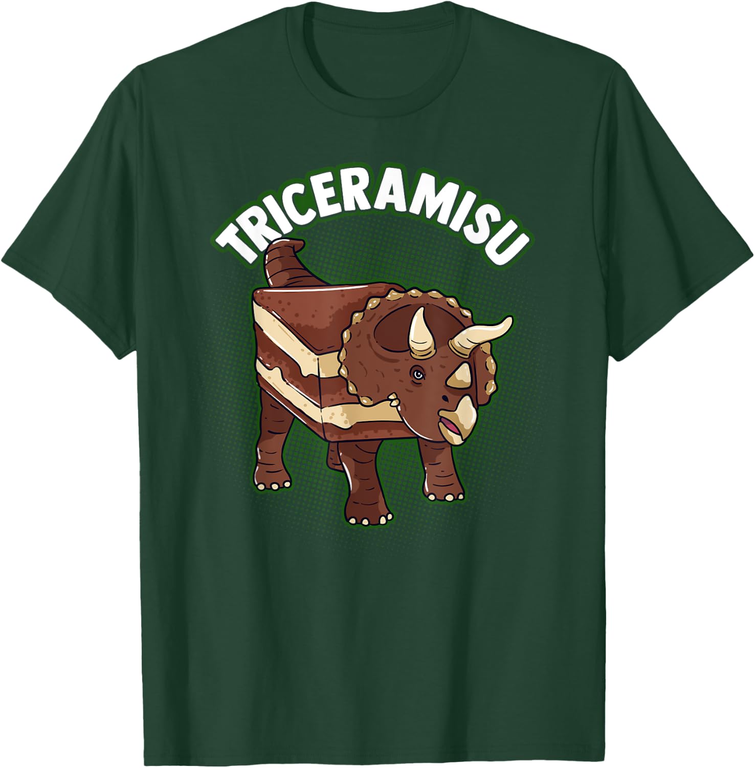 Triceramisu | Triceratops Dinosaur Lover Pastry Chef Pun T-Shirt - T-Shirt | Forest
