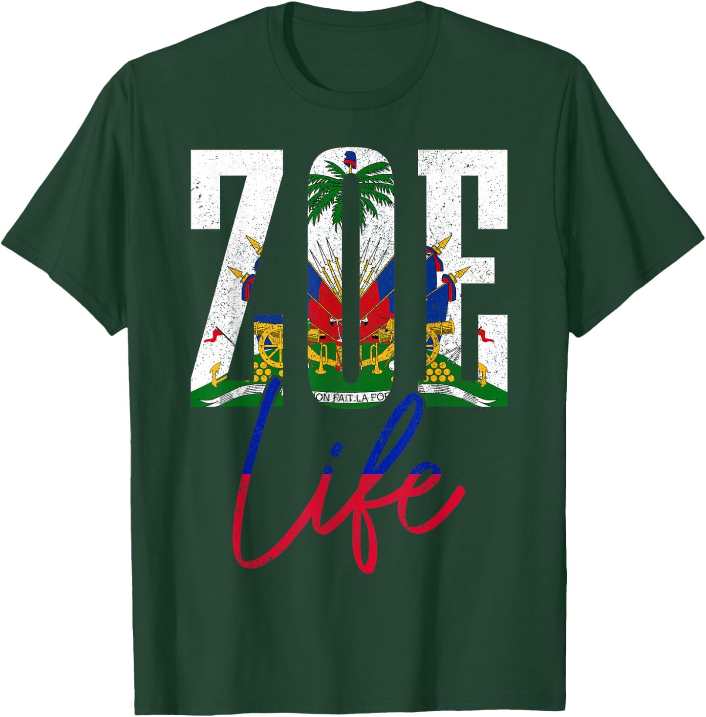 Haiti Zoe Haitian Flag Caribbean Souvenir T-Shirt - T-Shirt | Forest