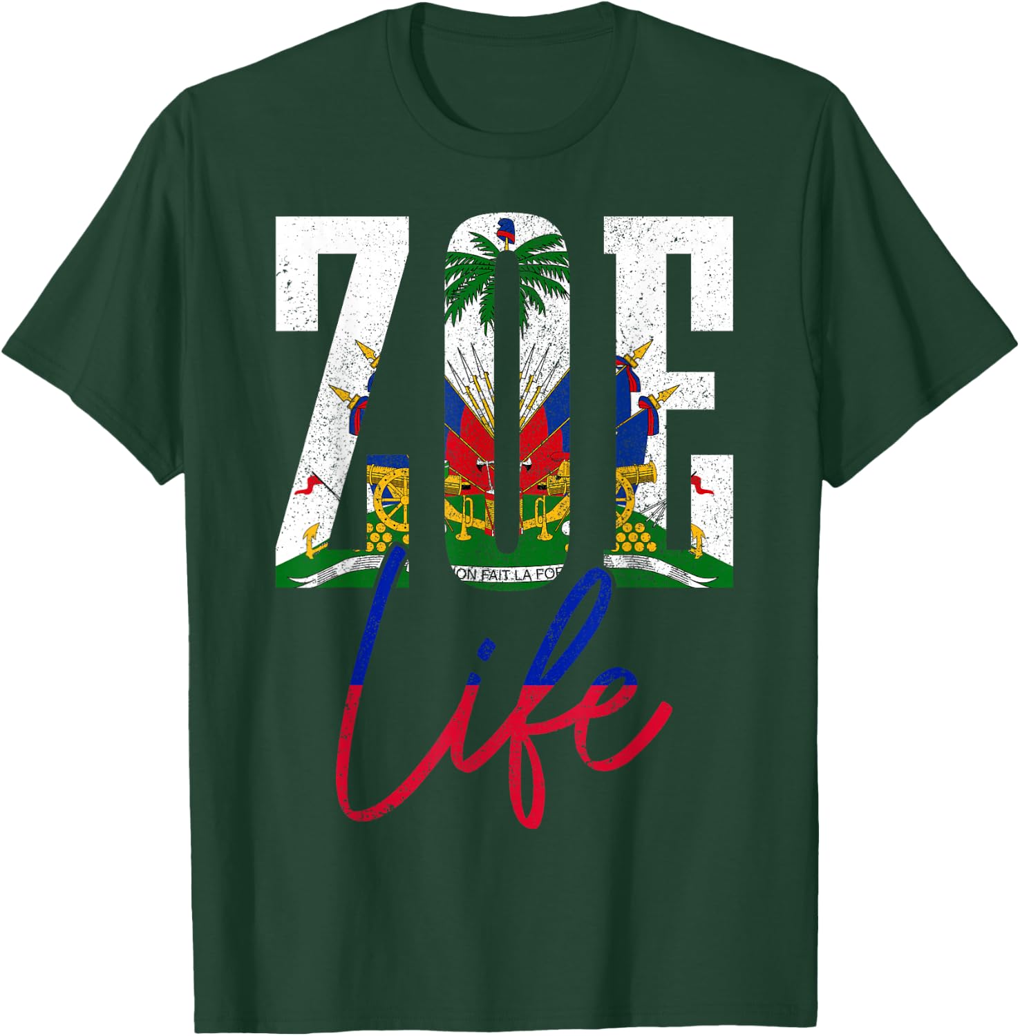 Haiti Zoe Haitian Flag Caribbean Souvenir T-Shirt - T-Shirt | Forest
