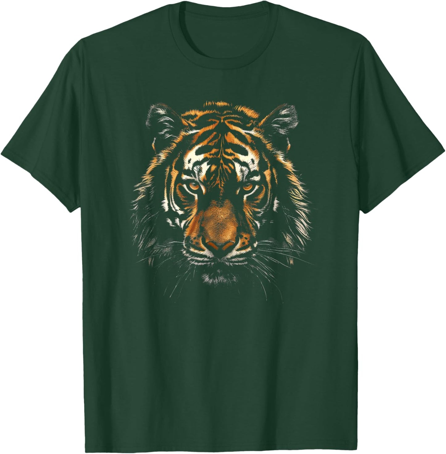 Simple Realistic Tiger Face on Black Men Women Kids T-Shirt - T-Shirt | Forest
