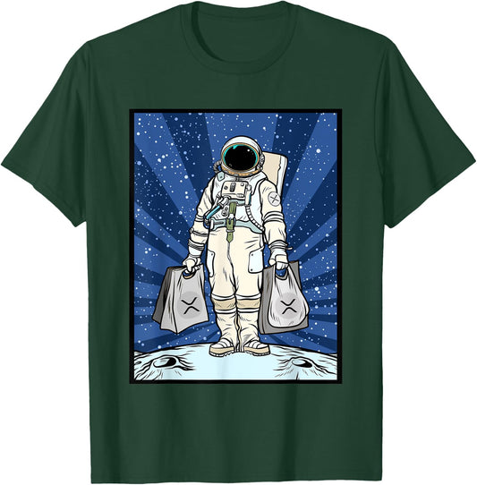 Cryptocurrency Talk - XRP To The Moon XRP Space Man Merch T-Shirt - T-Shirt | Forest