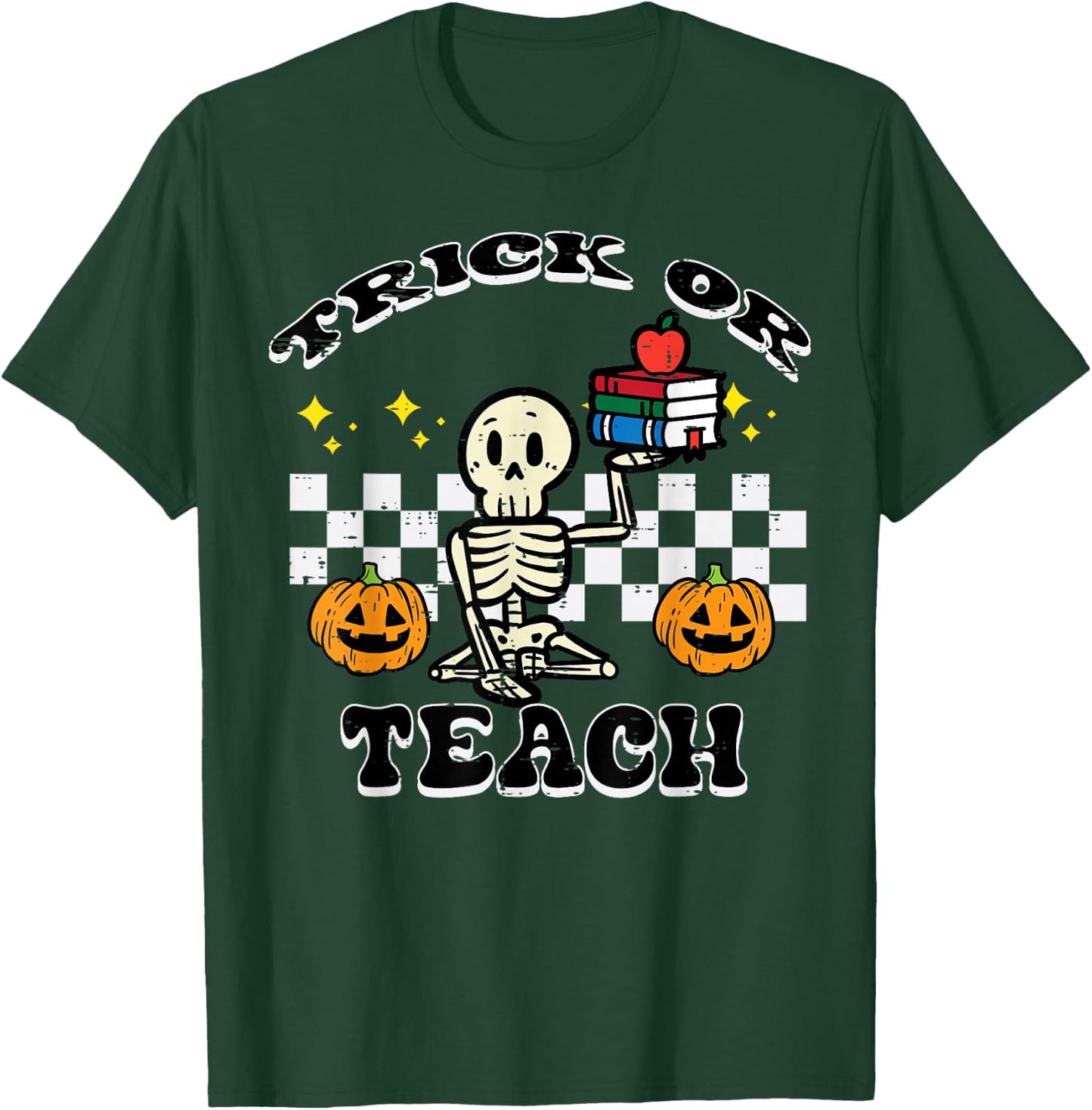 Halloween Teacher Trick Or Teach Retro Costume Men Women T-Shirt - T-Shirt | Forest