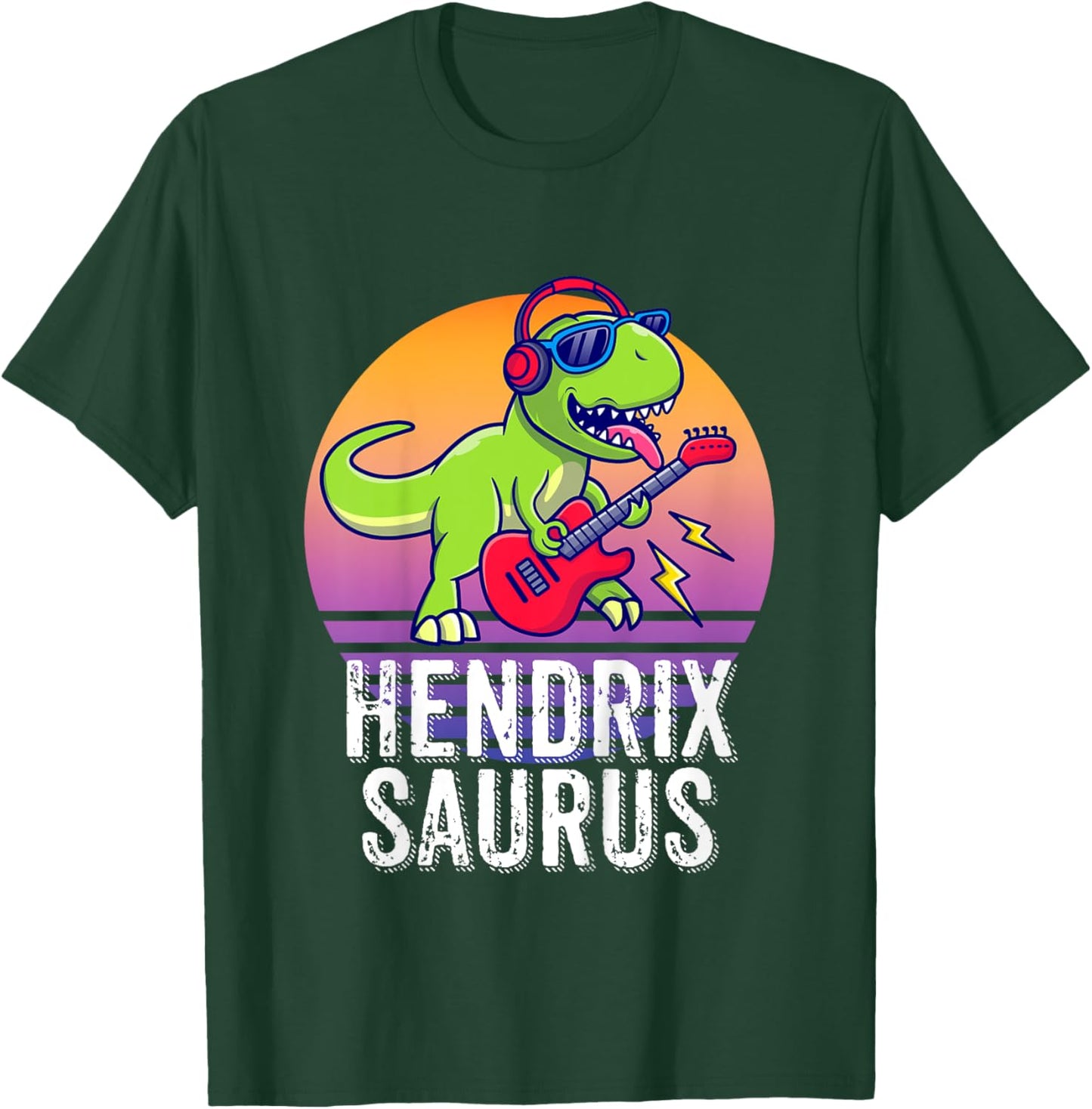 Hendrixsaurus - Gift Hendrix : Girls X-Small, Black, Cartoon, Birthday, Dinosaur-Themed Children's T-Shirt - T-Shirt | Forest