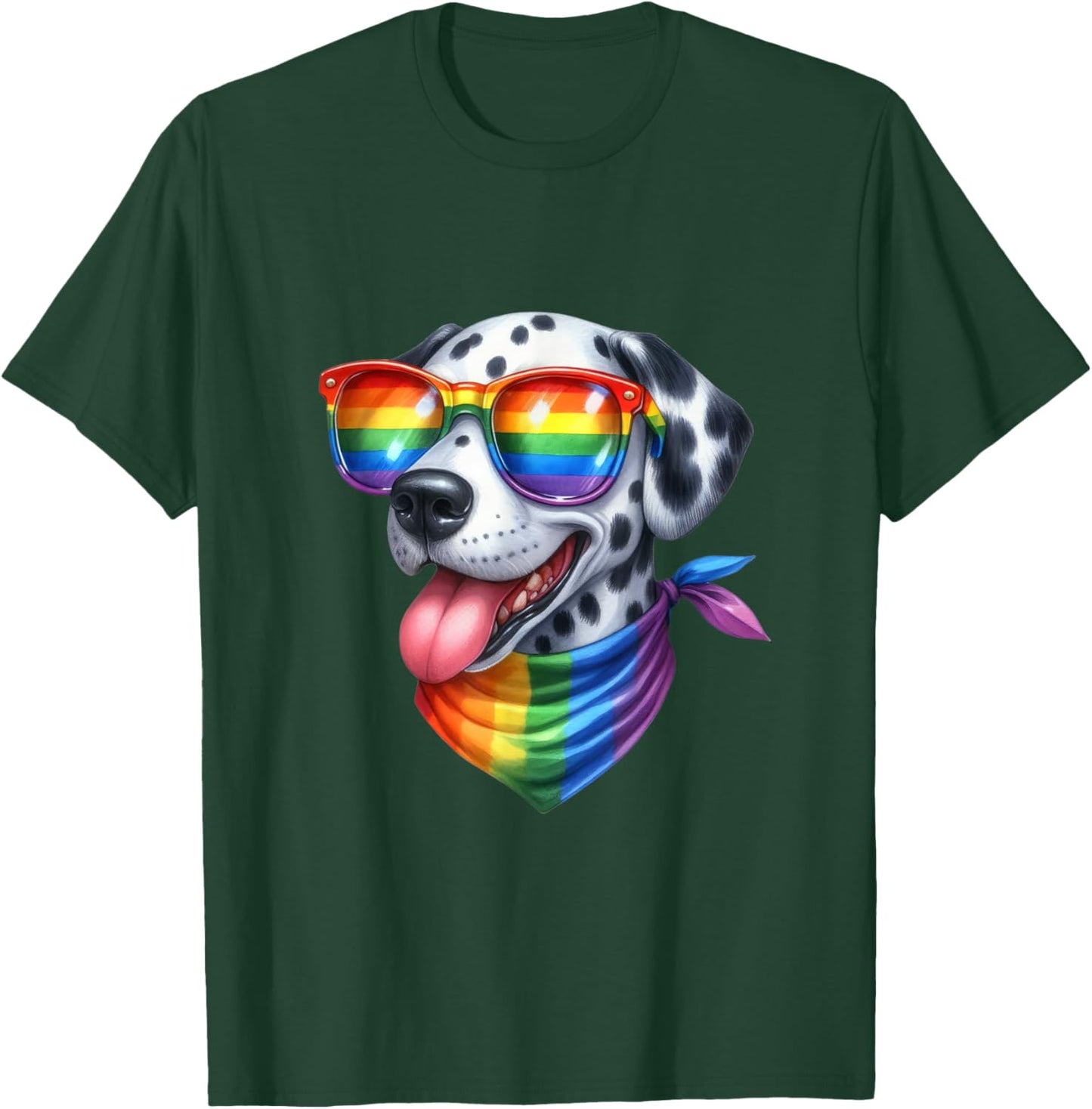 Colorful Dalmatian Dog Vibes Happy Spotted Pride Pup Rainbow Men Women Girls Kids T-Shirt - T-Shirt | Forest