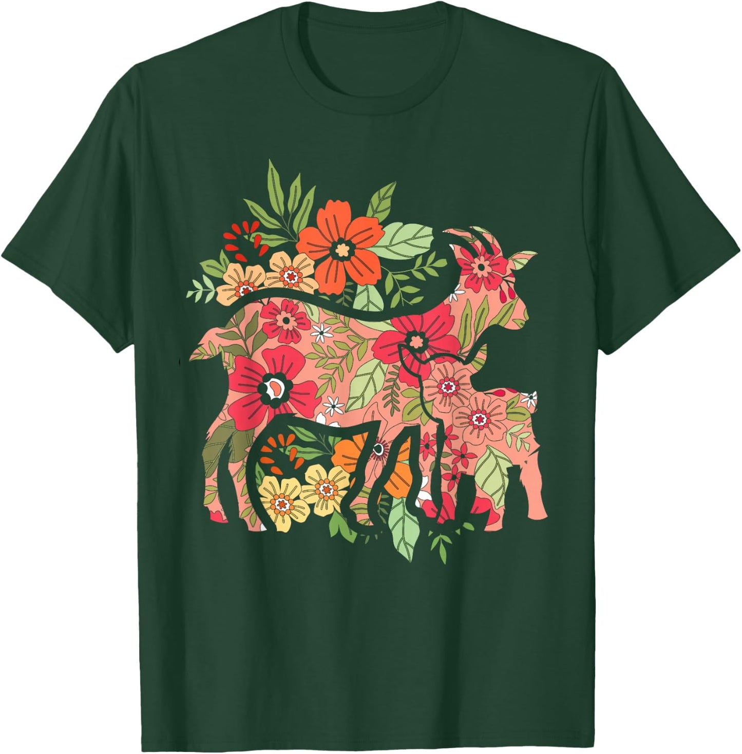 Agriculture Farm Animal Flowers Vintage Goat T-Shirt - T-Shirt | Forest