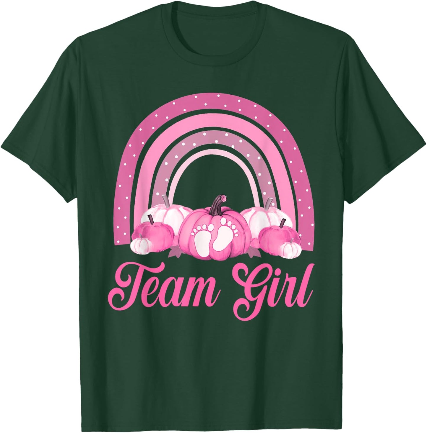 Rainbow Pumpkin Team Girl Gender Reveal Baby Announcement T-Shirt - T-Shirt | Forest
