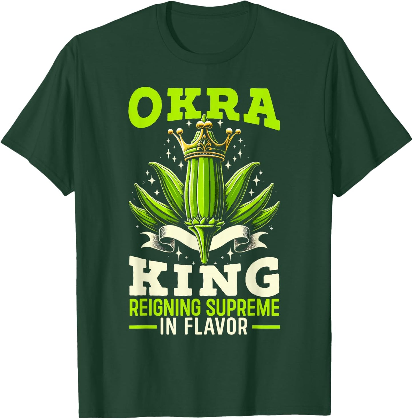 Okra Green Vegetable Gardening Food Okra Recipe T-Shirt - T-Shirt | Forest