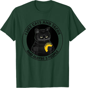 I Like Cats And Tacos And Maybe 3 People black cat MOTHER'S Women T-Shirt - T-Shirt | Forest