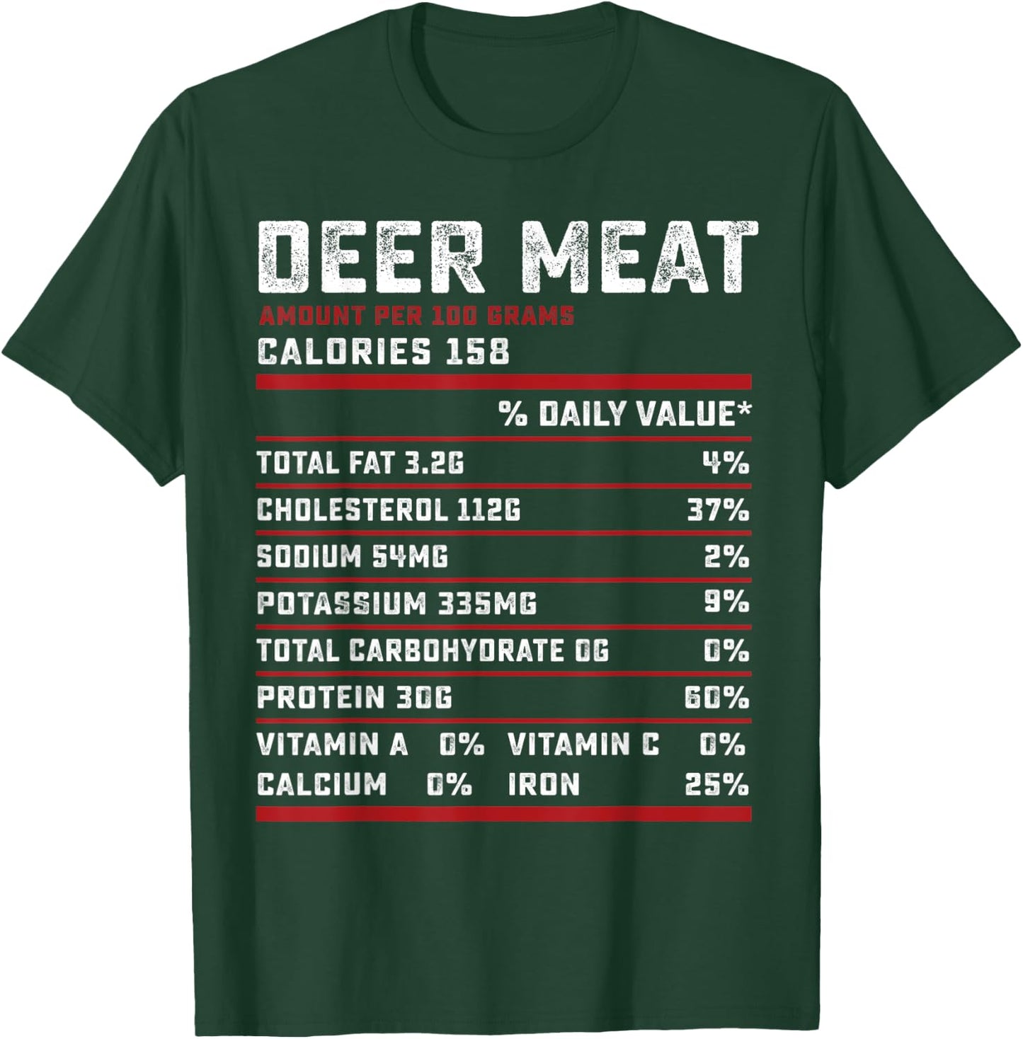 Deer meat Nutrition facts funny thanksgiving hunter gifts T-Shirt - T-Shirt | Forest