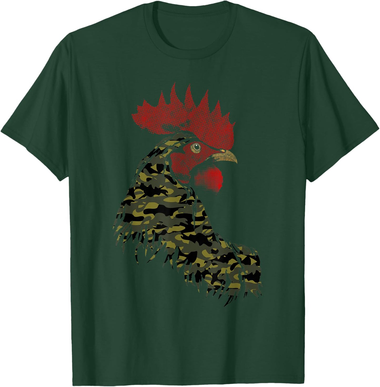 Camo Rooster Camouflage pattern fatigues Military Rooster T-Shirt - T-Shirt | Forest