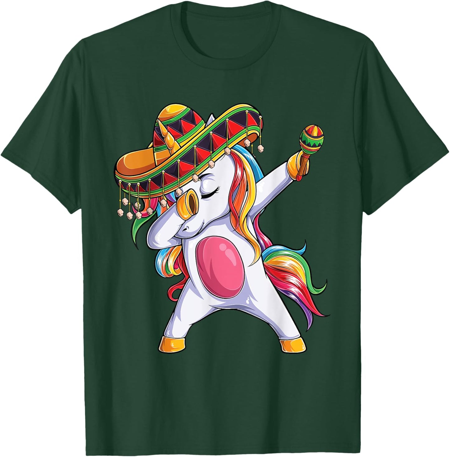 Dabbing Unicorn Cinco de Mayo Kids Girls Women Mexican gift T-Shirt - T-Shirt | Forest