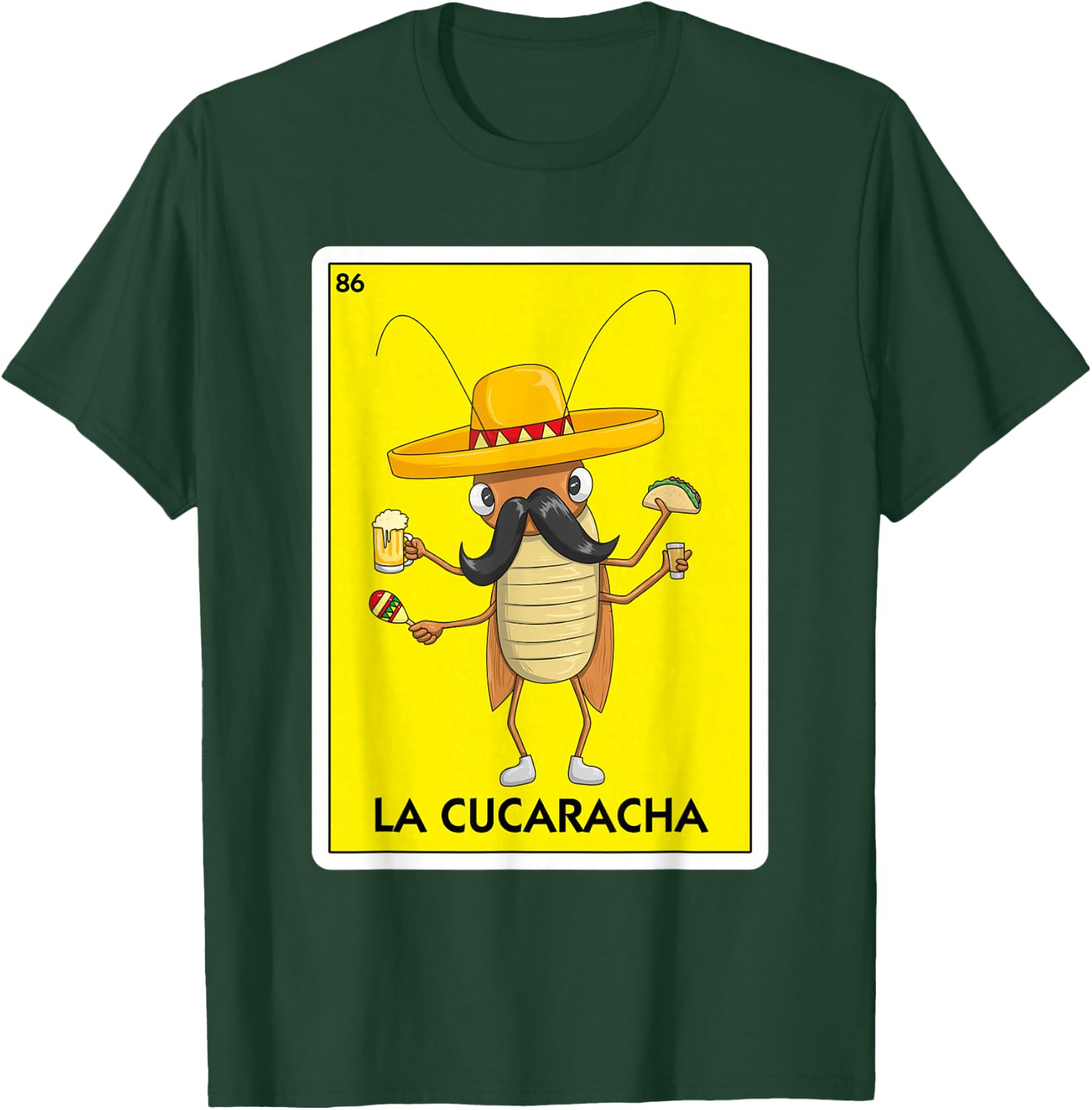La Cucaracha Cockroach With Taco & Beer Mexican Card Game T-Shirt - T-Shirt | Forest