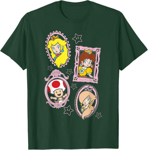 Super Mario Bros Toad & The Princesses Framed Portraits T-Shirt - T-Shirt | Forest