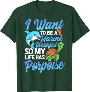 I Want To Be A Marine Biologist Pun Sea Turtle Lover T-Shirt - T-Shirt | Forest