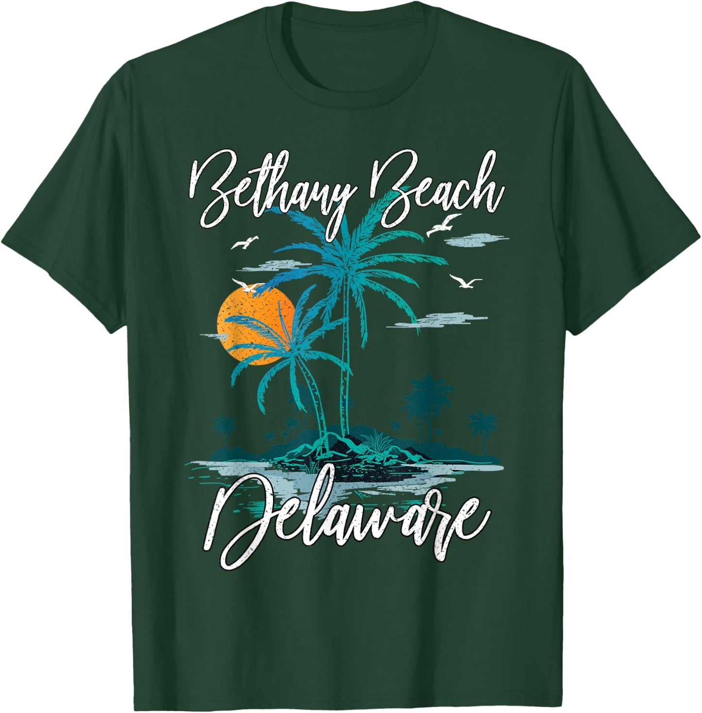 Family Vacation Retro Sunset Delaware Bethany Beach T-Shirt - T-Shirt | Forest