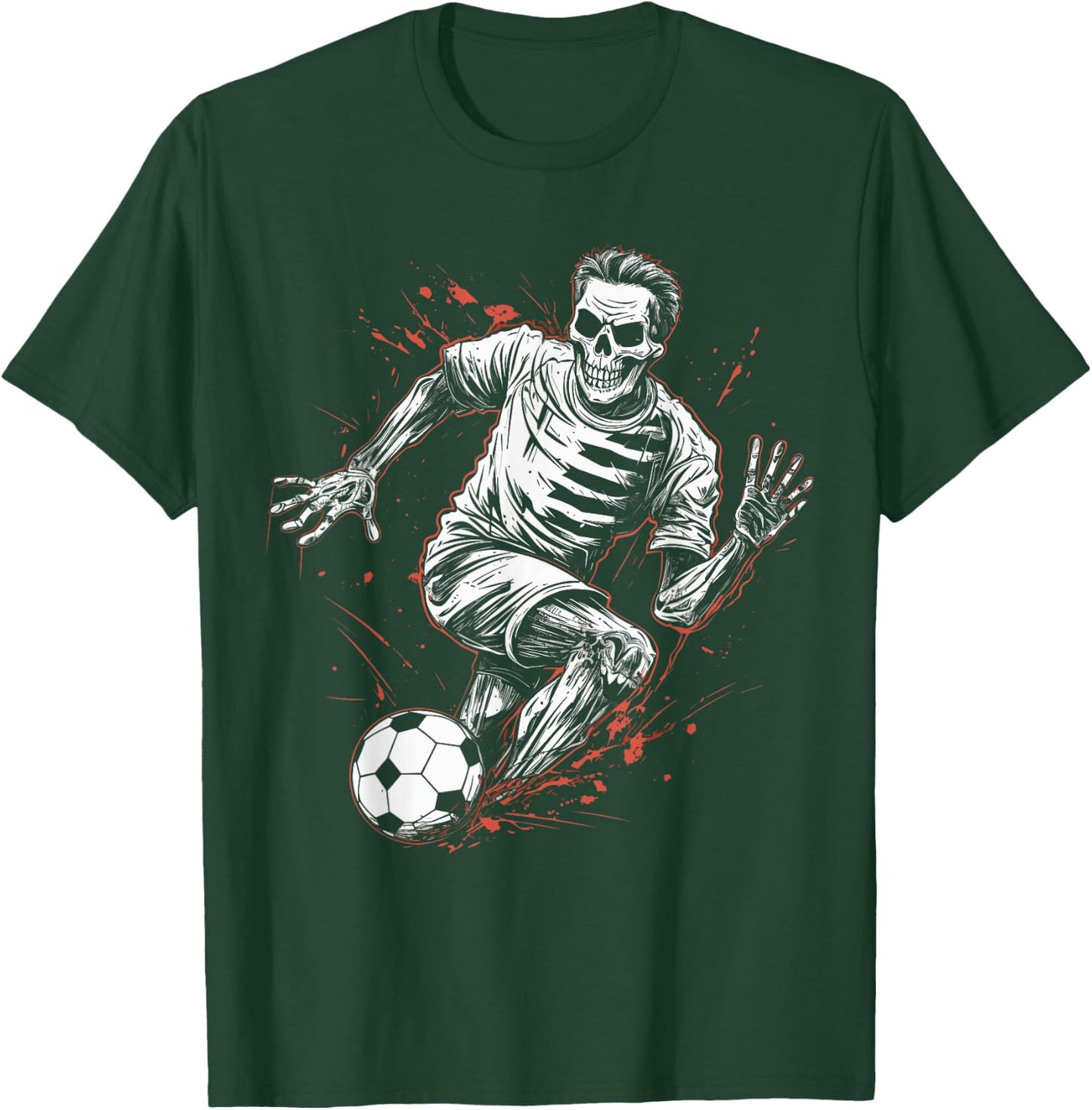 Soccer Skeleton Soccer Player Halloween Spooky T-Shirt - T-Shirt | Forest
