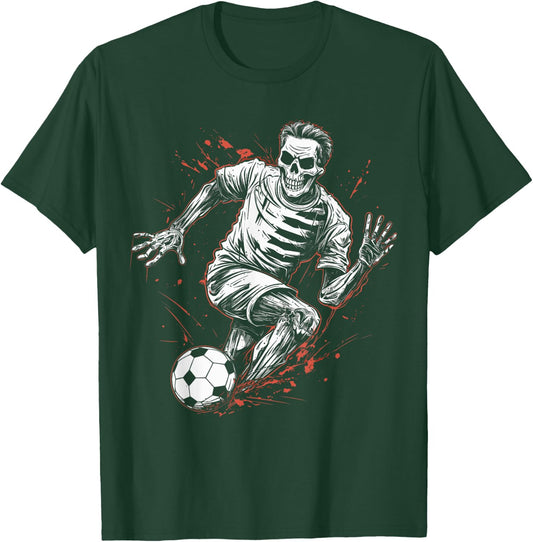 Soccer Skeleton Soccer Player Halloween Spooky T-Shirt - T-Shirt | Forest