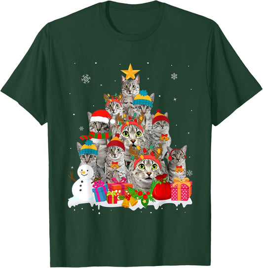 Funny Egyptian Mau Christmas Tree Pet Cat Lover Gift T-Shirt - T-Shirt | Forest
