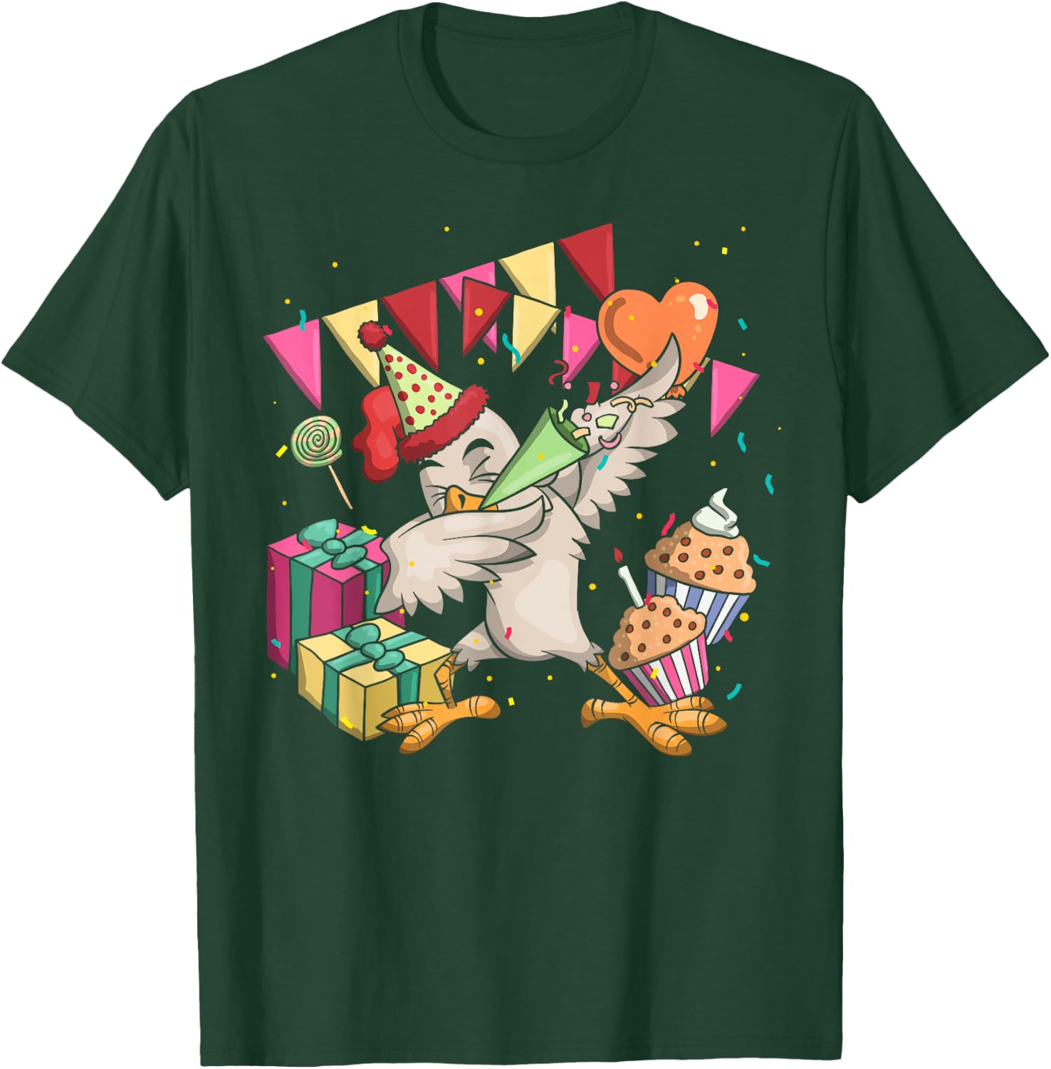 Funny Farm Bird Dab Chicken Anniversary Party Kids Birthday T-Shirt - T-Shirt | Forest