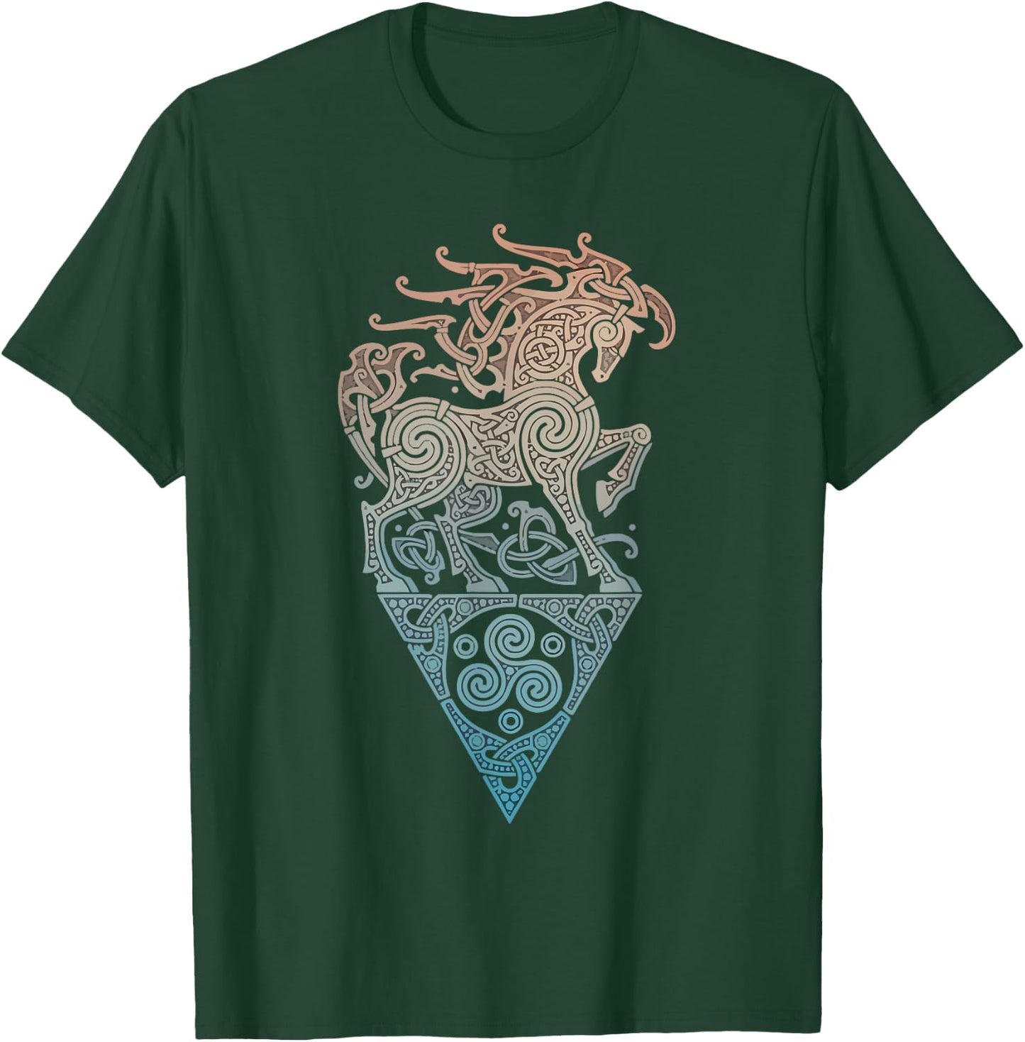 Great Love Horses VIKING CELTIC odins horse T-Shirt - T-Shirt | Forest