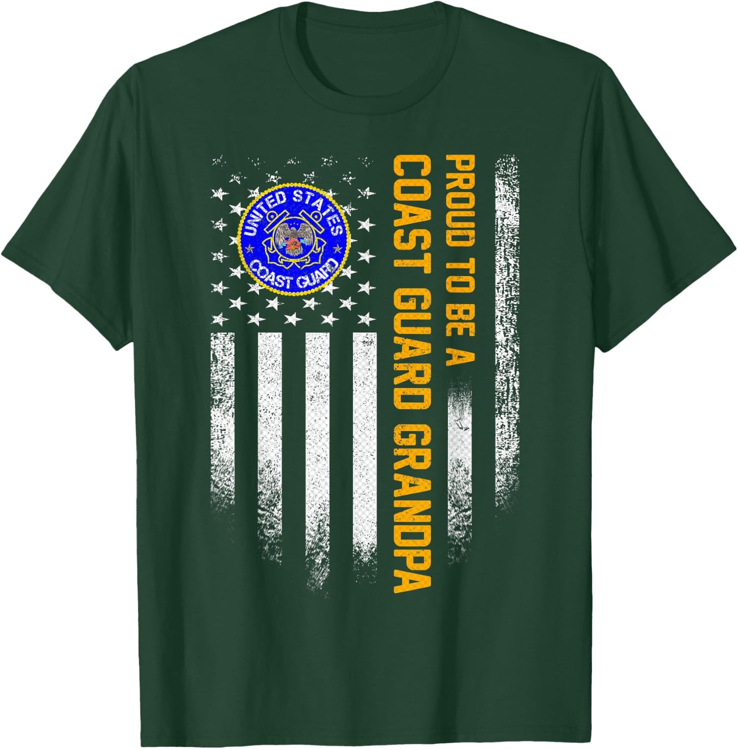 Vintage USA American Flag Proud To Be A Coast Guard Grandpa Men T-Shirt - T-Shirt | Forest