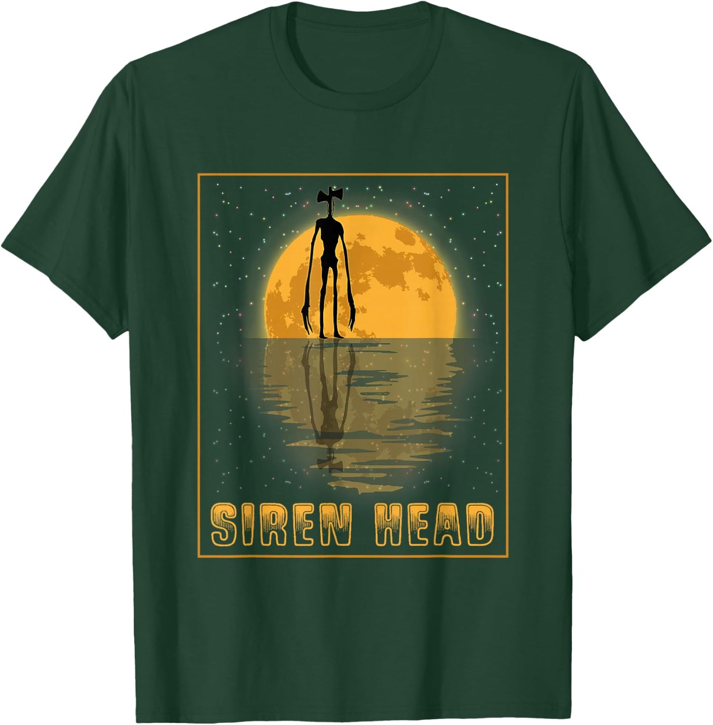Siren Head and a Yellow Full Moon T-Shirt - T-Shirt | Forest