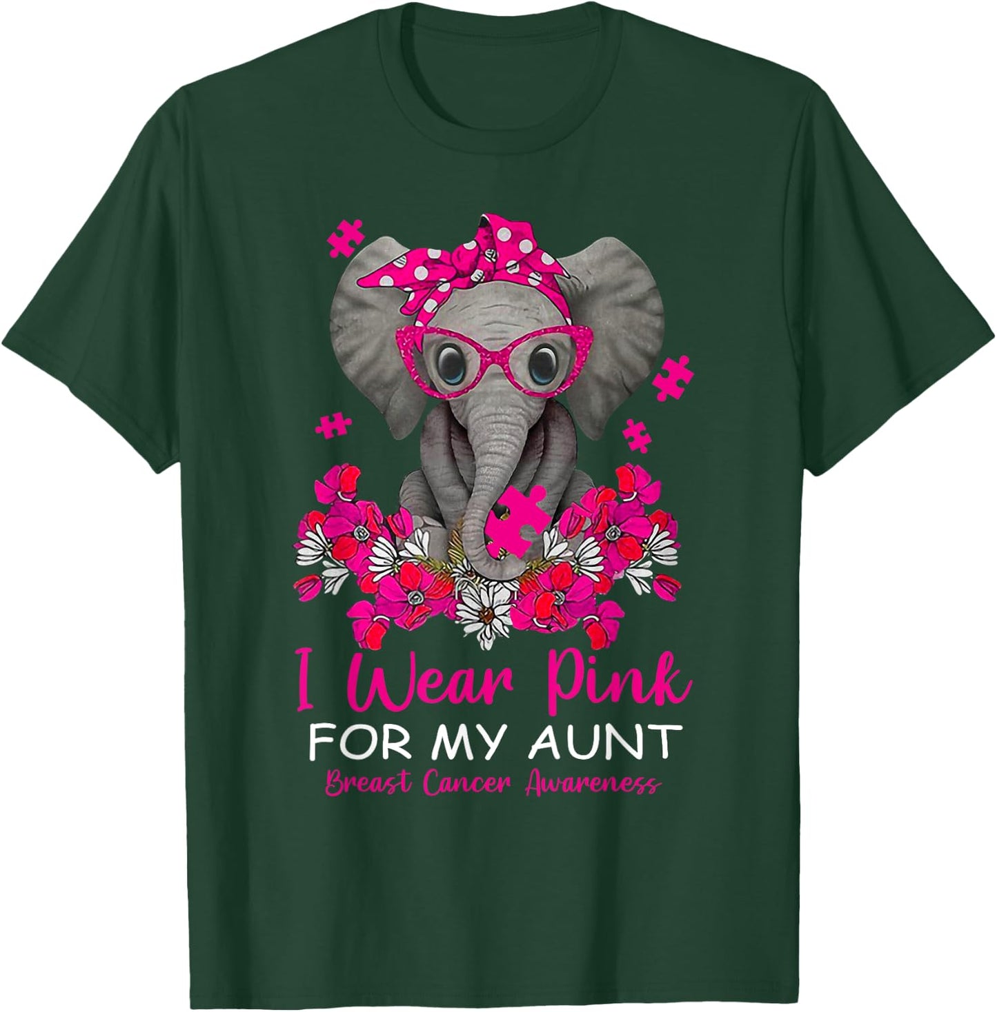 I Wear Pink For My Aunt Elephant Breast Cancer Awareness T-Shirt - T-Shirt | Forest