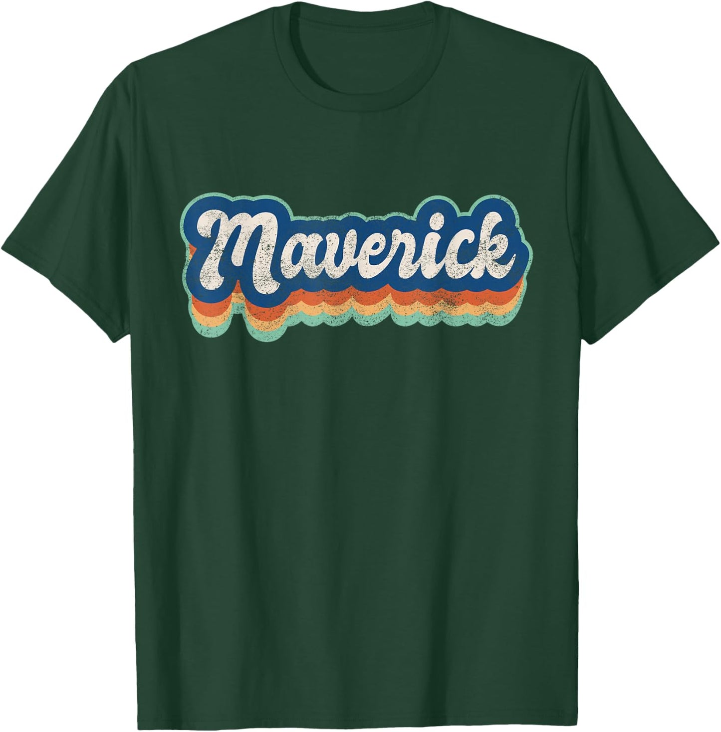 Maverick First Name Boy Vintage Style 70s 80s Personalized T-Shirt - T-Shirt | Forest