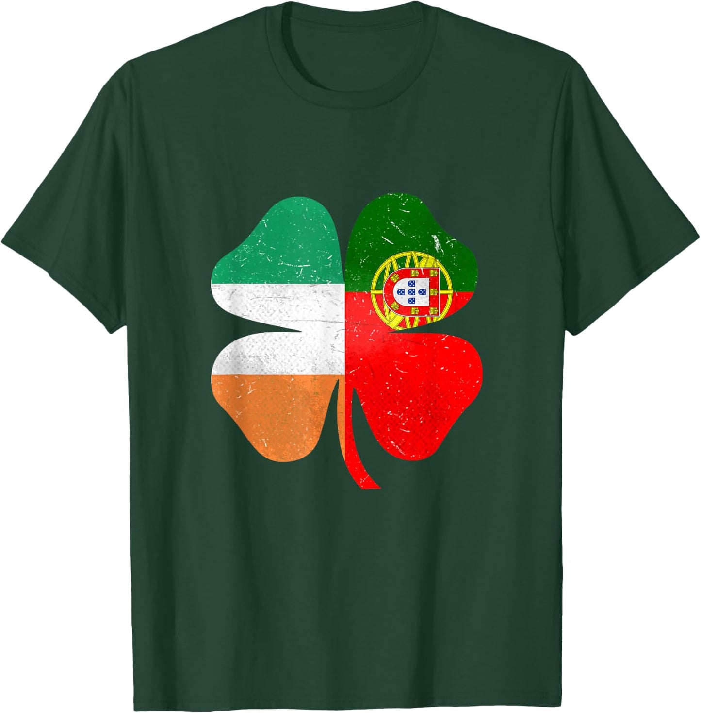 Portuguese Irish Shamrock Portugal Ireland Saint Patrick's Day T-Shirt - T-Shirt | Forest