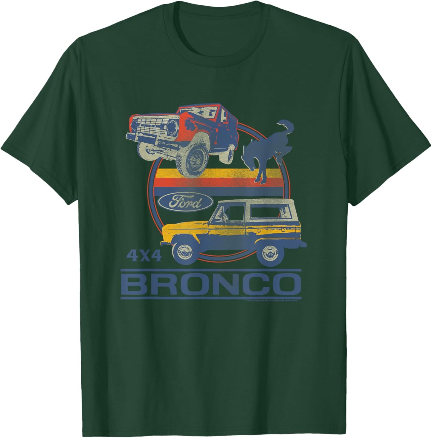 Ford - Bronco 4x4 Retro Circle With Pony Logo T-Shirt - T-Shirt | Forest