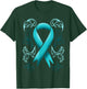 Ovarian Cancer Awareness Ribbon Teal Carcinoma Gynecology T-Shirt - T-Shirt | Forest