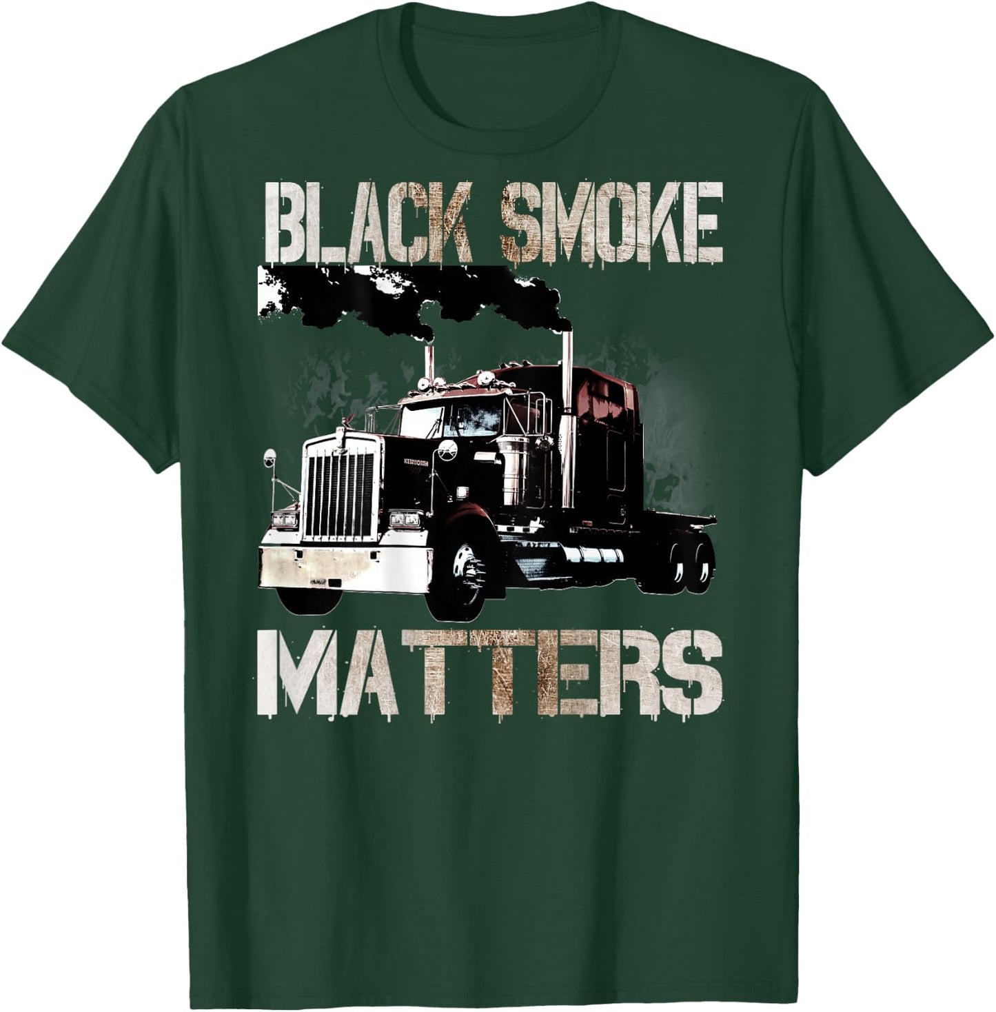 Trucker Tractor Trailer 18 Wheeler Design On Back T-Shirt - T-Shirt | Forest
