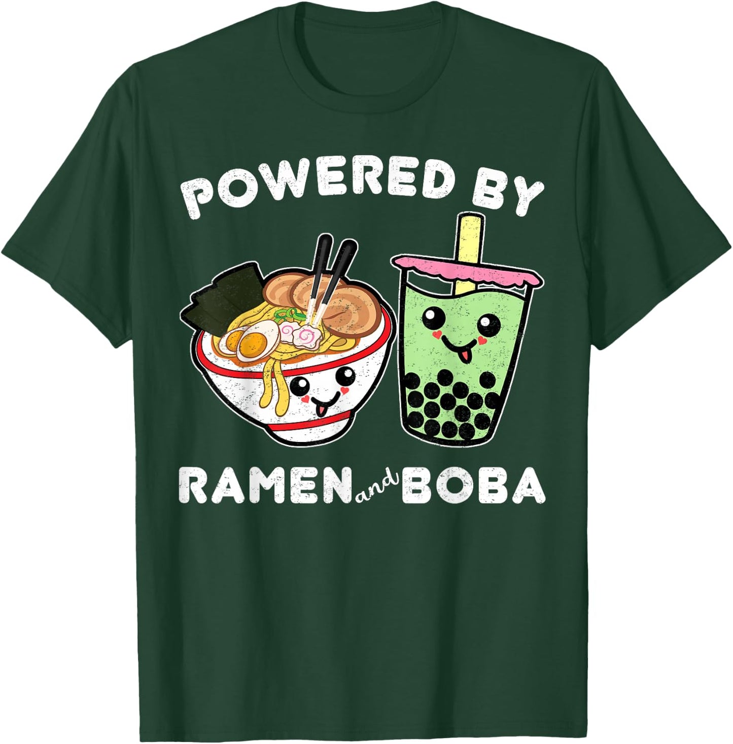 Powered By Ramen and Boba Tea Bubble Tea Cute Kawaii Anime 3 T-Shirt - T-Shirt | Forest