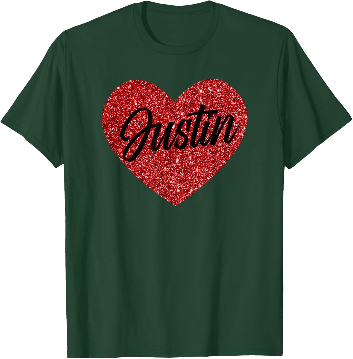 I Love Justin Cute Justin Red Heart for Valentine's Day T-Shirt - T-Shirt | Forest