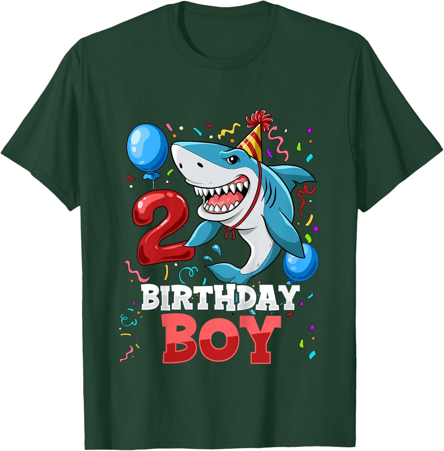Kids Shark 2nd Birthday Boy T-Shirt - T-Shirt | Forest