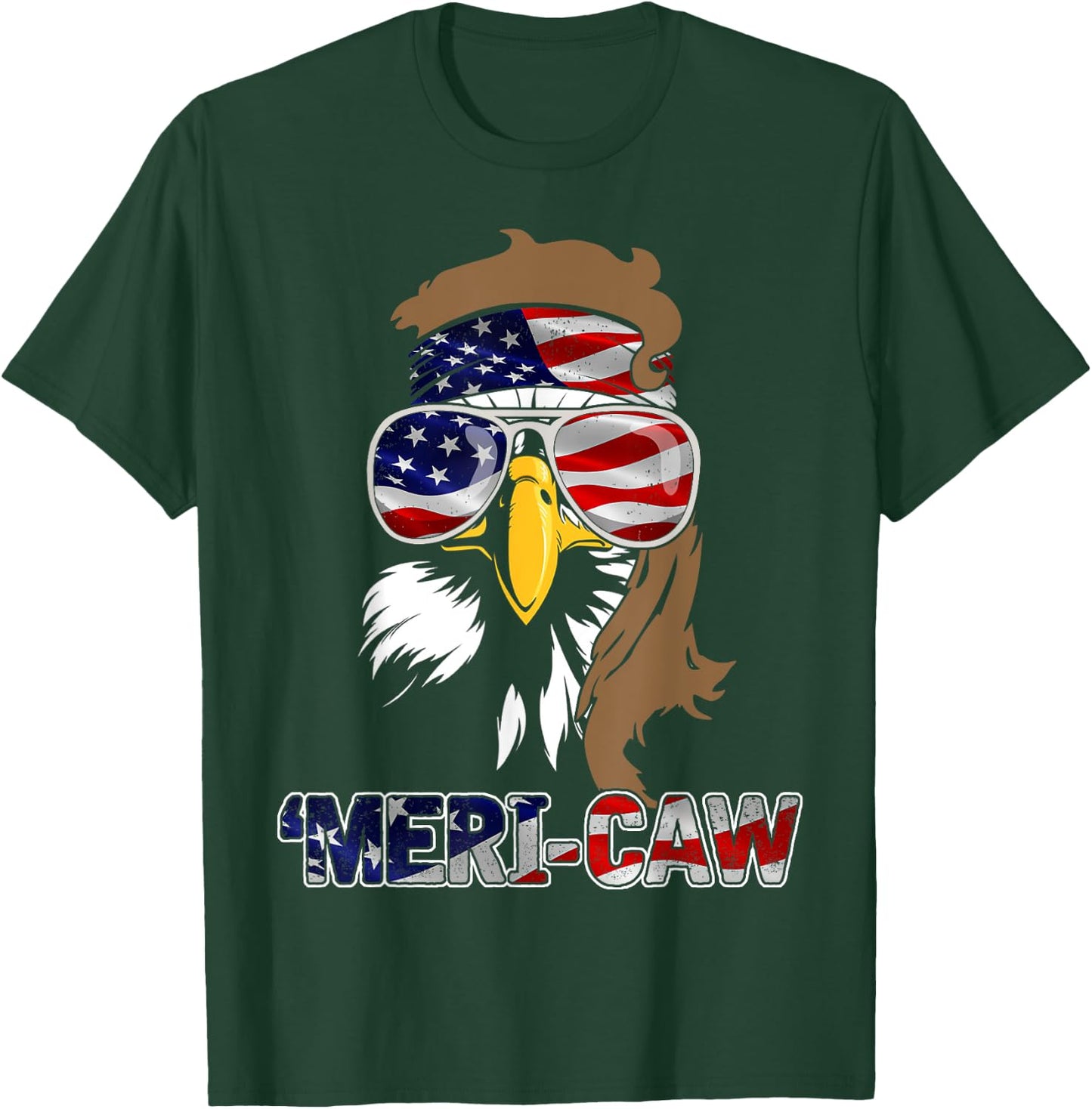 mb35 Mullet Eagle 'Meri-Caw 4th Of July Independence Day Kids Men T-Shirt - T-Shirt | Forest