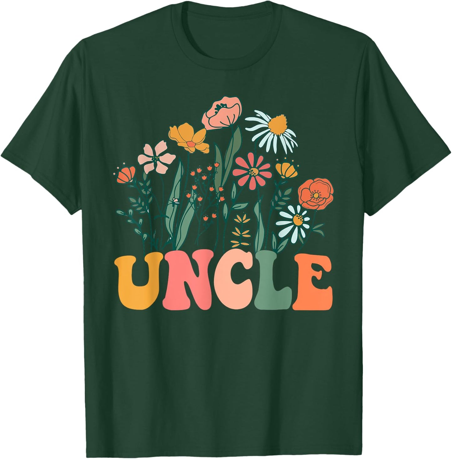 New UNCLE Wildflower First Birthday & Baby Shower T-Shirt - T-Shirt | Forest