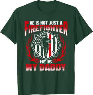 My Daddy is A Firefighter Hero Proud Fire Daughter Son Gift T-Shirt - T-Shirt | Forest