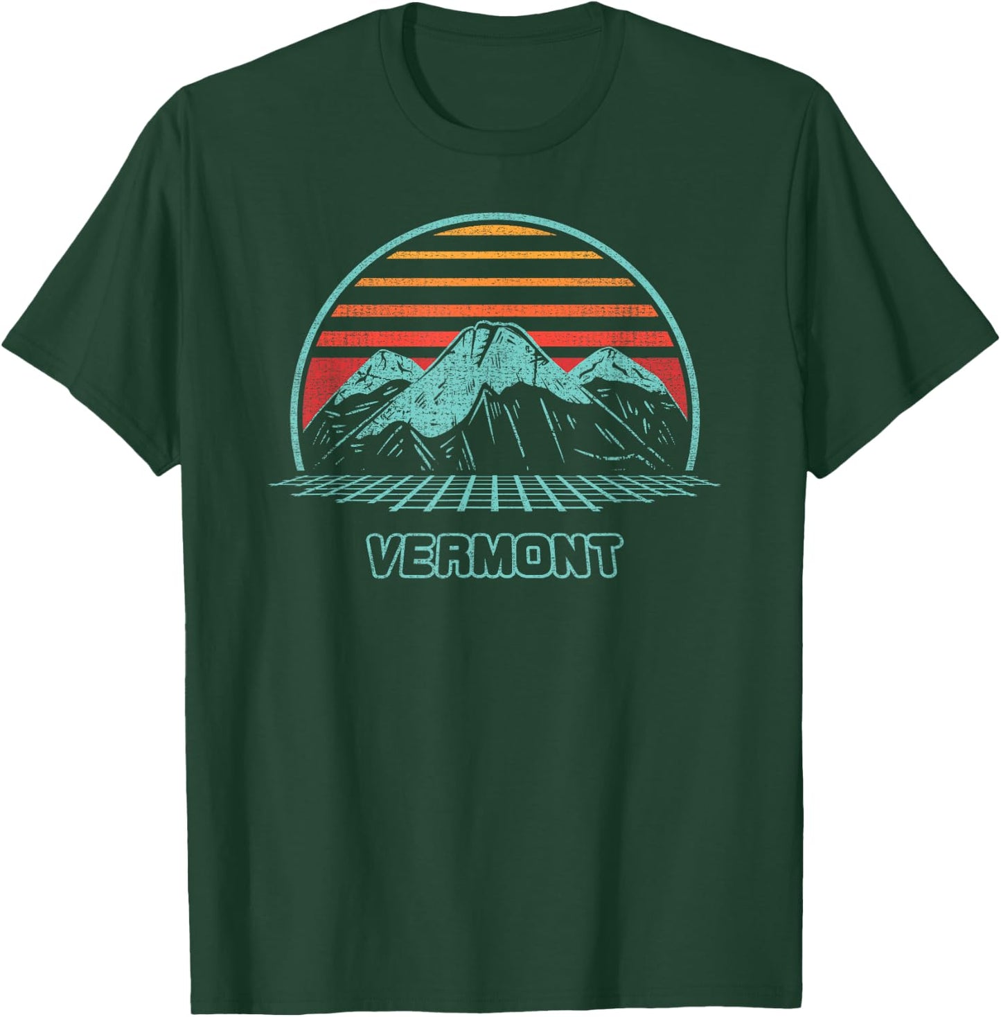 Vermont Retro Mountain Hiking 80s Style T-Shirt - T-Shirt | Forest
