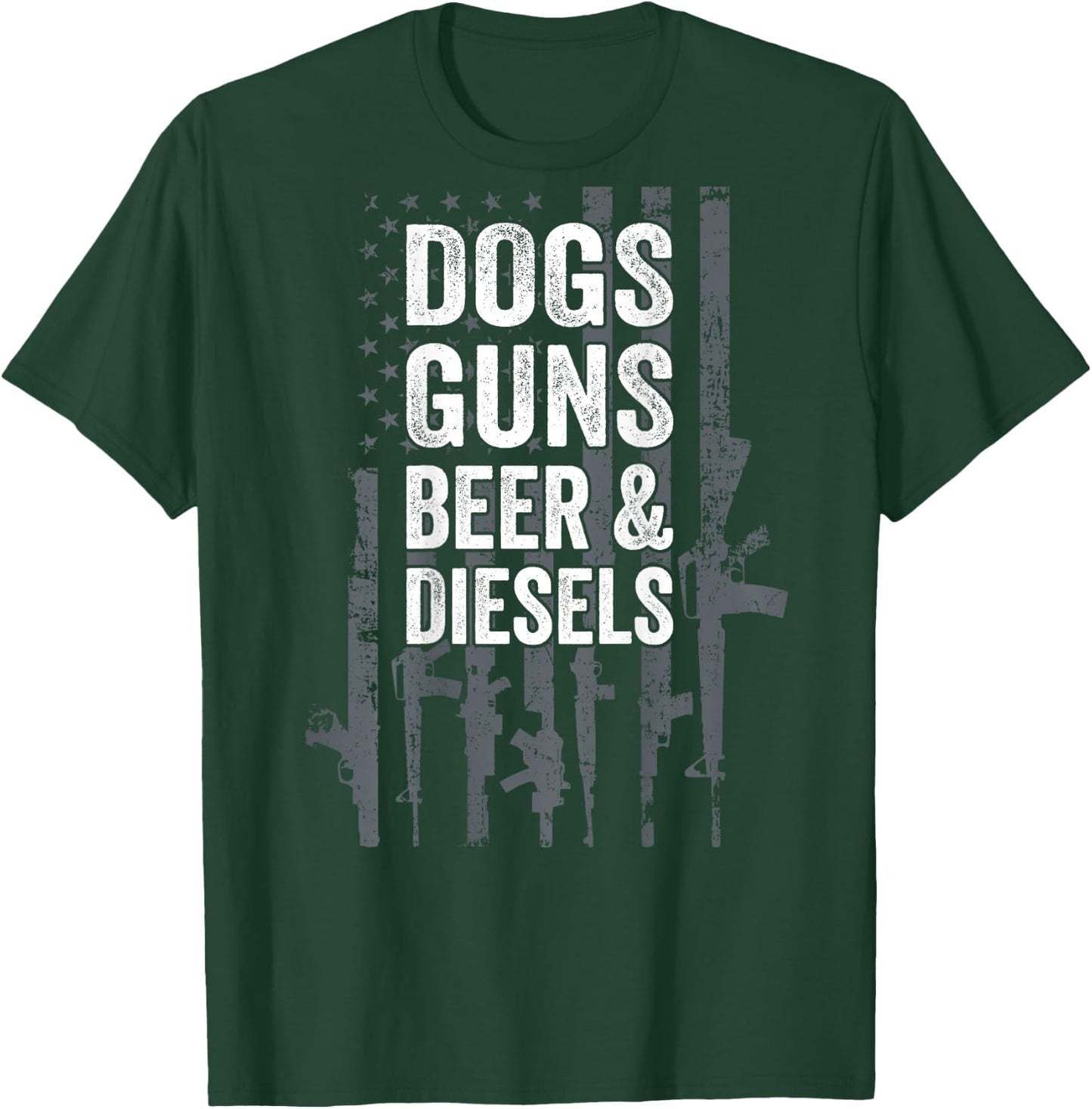 DOGS GUNS BEER & DIESELS - Diesel Truck Mechanic - ON BACK T-Shirt - T-Shirt | Forest