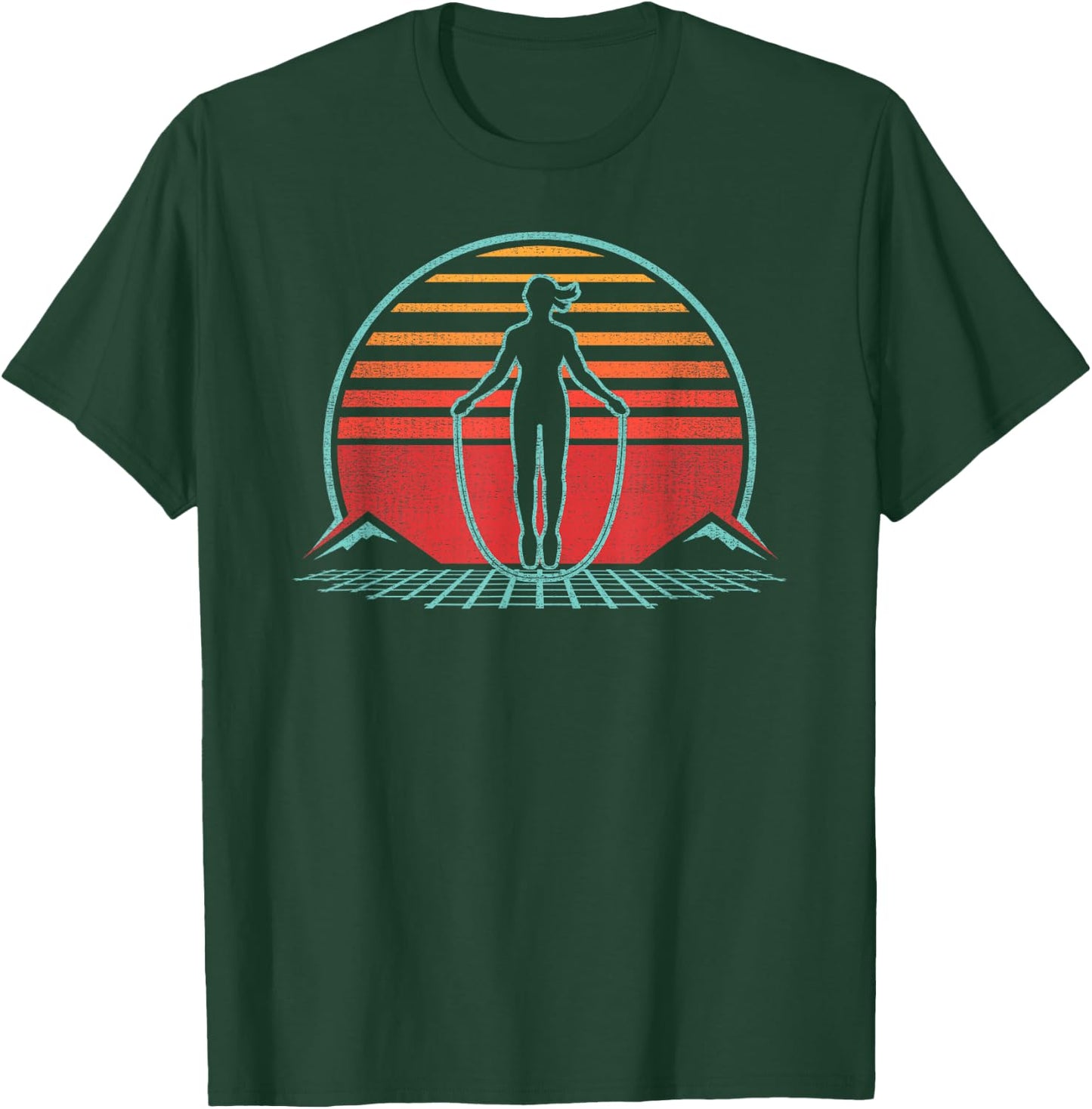 Jump Rope Skipping Retro 80s Style T-Shirt - T-Shirt | Forest