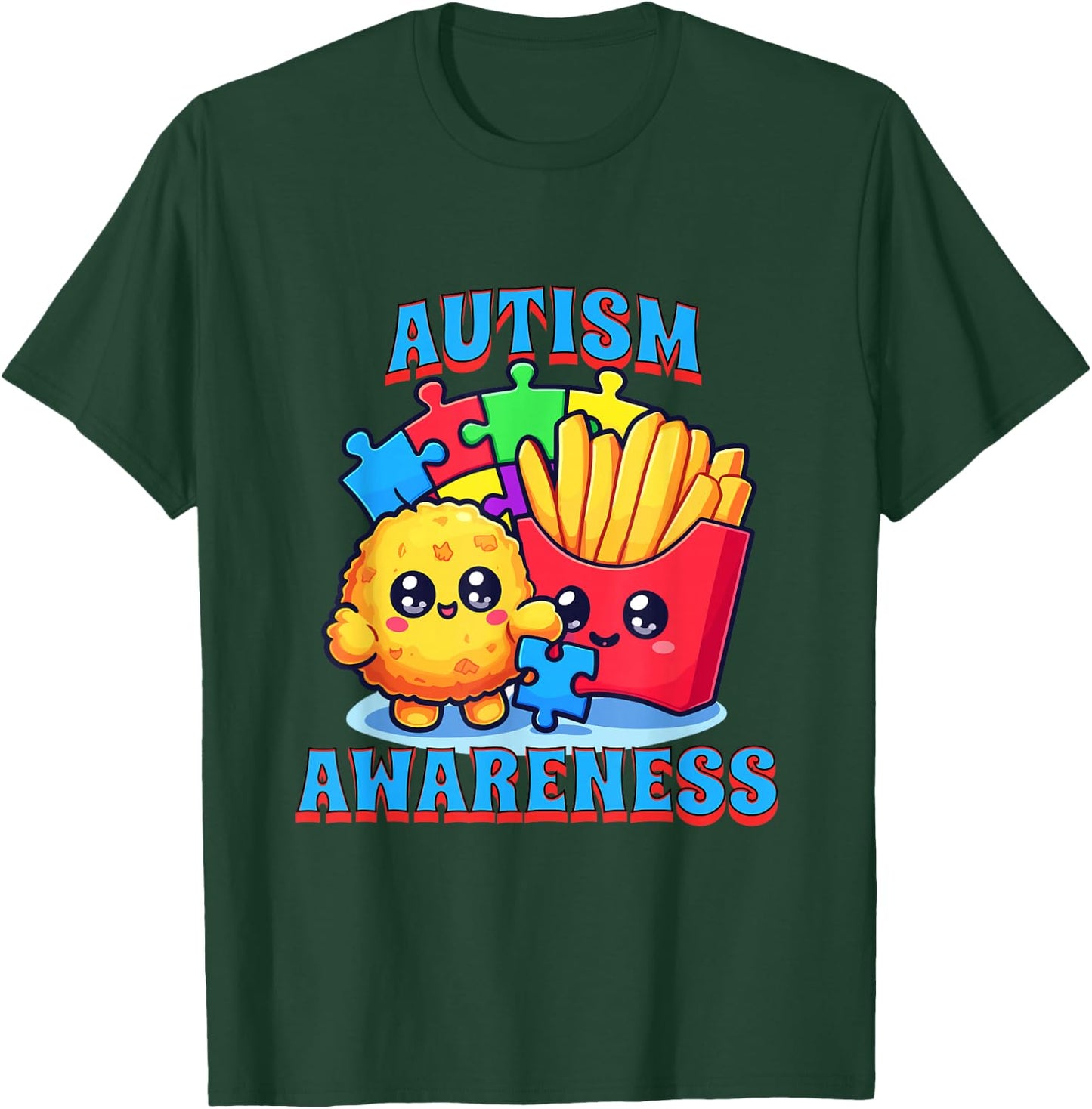 Chicken Nugget and French Fries Autism Awareness T-Shirt - T-Shirt | Forest