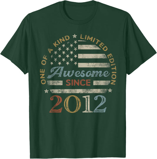 Awesome Since 2012 One of a Kind US Flag T-Shirt - T-Shirt | Forest