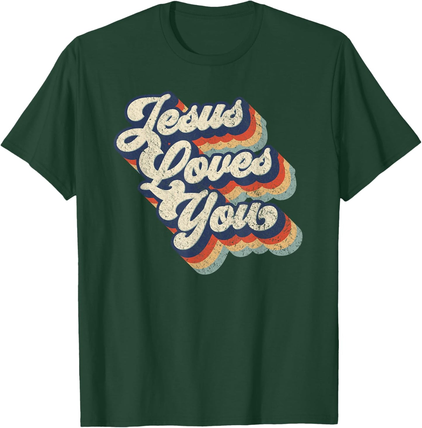 Jesus Loves You Retro Vintage Style Graphic Design T-Shirt - T-Shirt | Forest