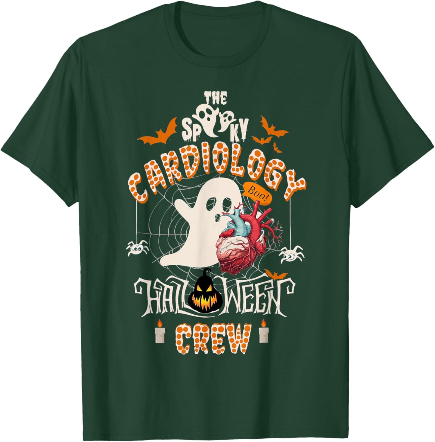 Cardiology Nurse, The Spooky Cardiology Boo Halloween Crew T-Shirt - T-Shirt | Forest