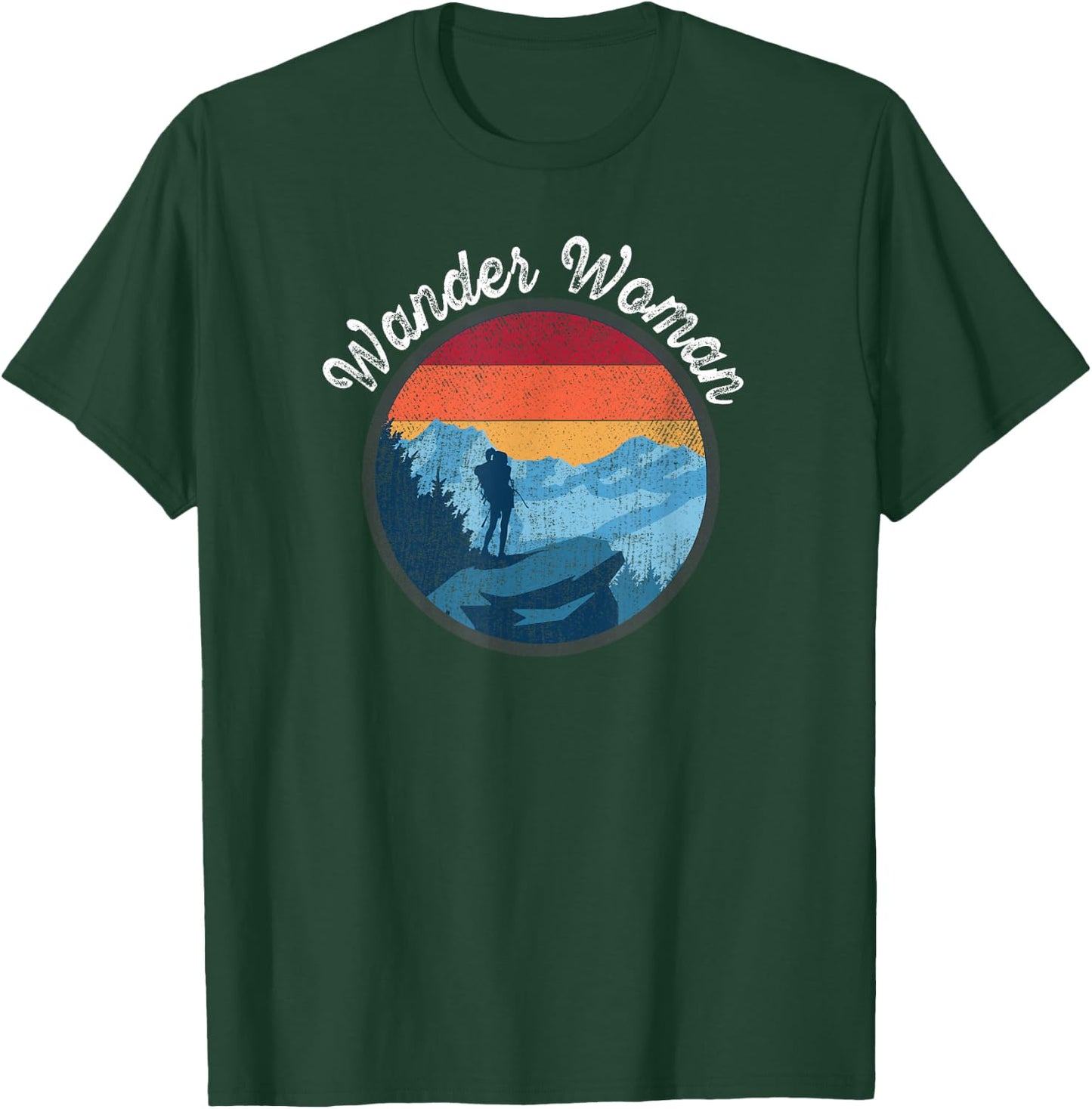 Wander Woman Retro Sunset - Climbing Hiking Outdoor Funny T-Shirt - T-Shirt | Forest