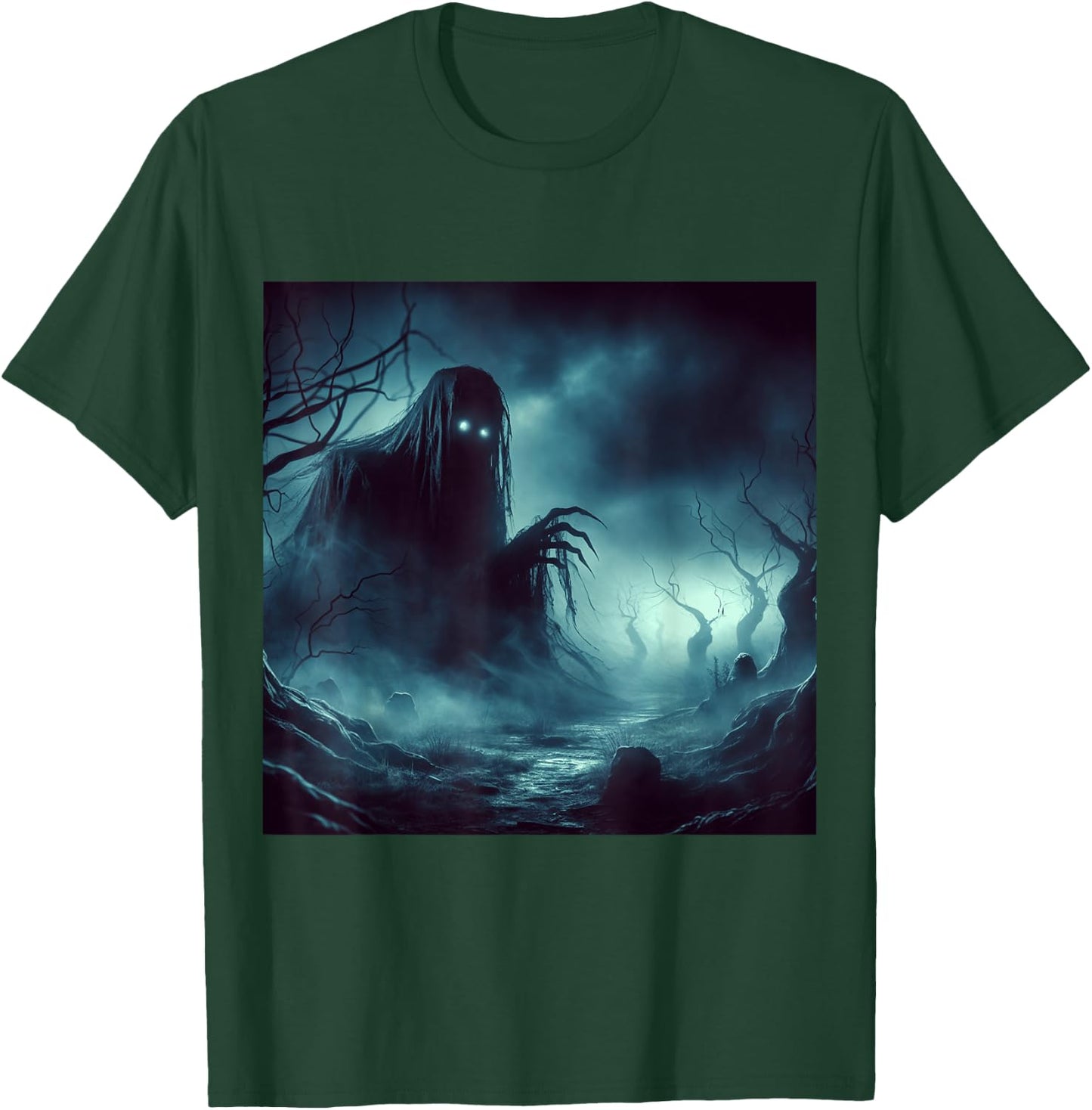 Haunted Cemetery Undead Monster and Halloween Scary Graphic T-Shirt - T-Shirt | Forest