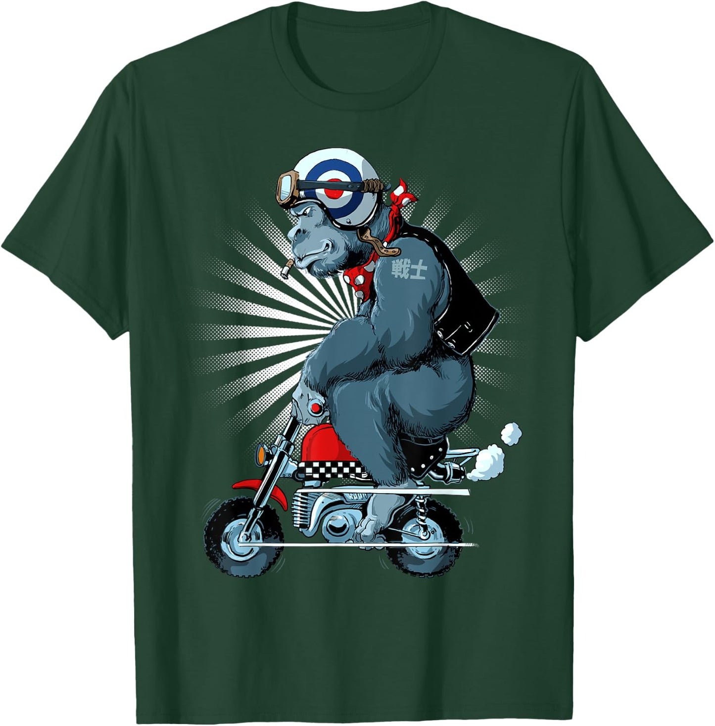 Monkey Bike Gorilla Cartoon Motorbike Design T-Shirt - T-Shirt | Forest