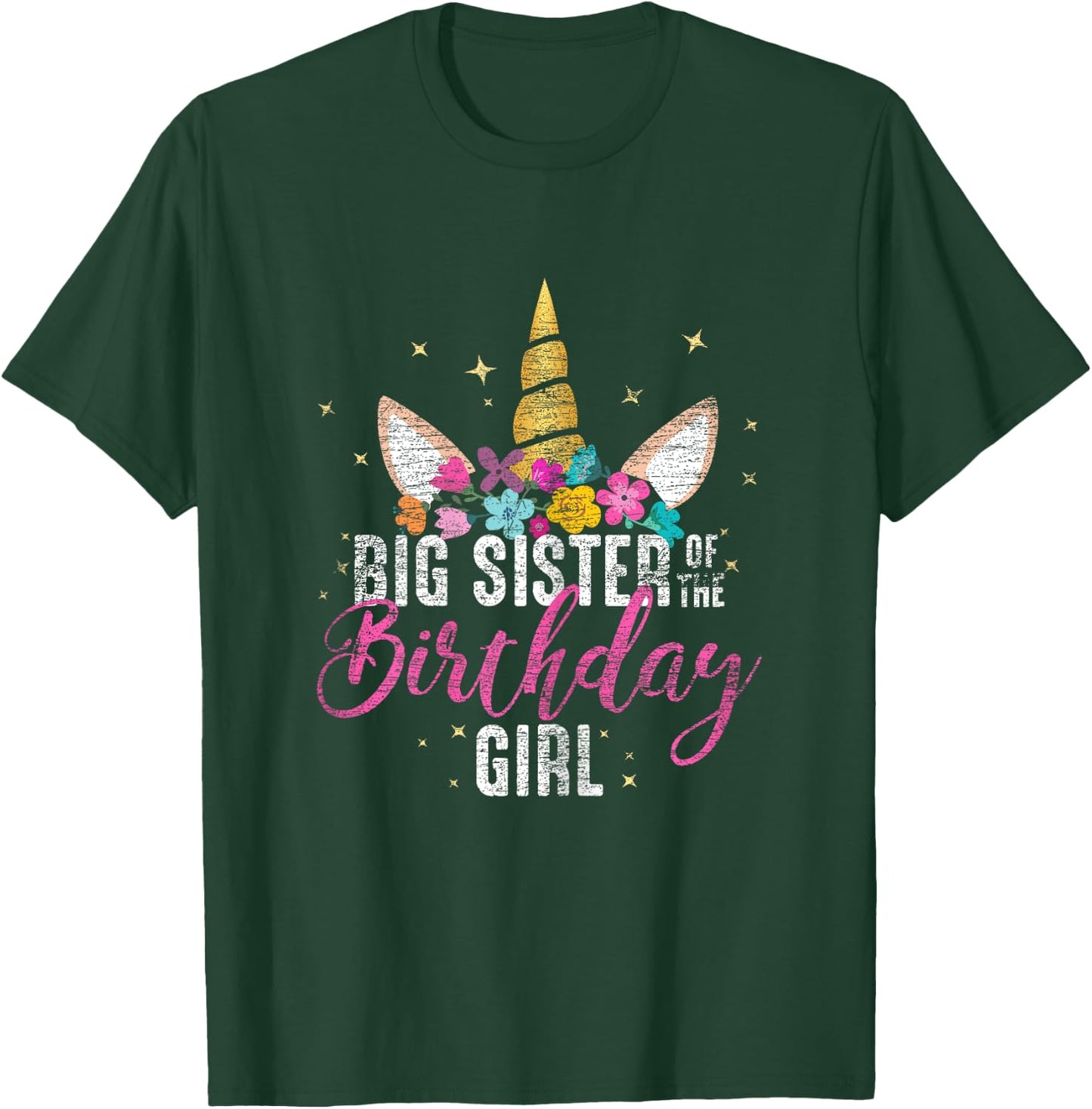 Big Sister Of The Birthday Girl Sister Gift Unicorn Birthday T-Shirt - T-Shirt | Forest